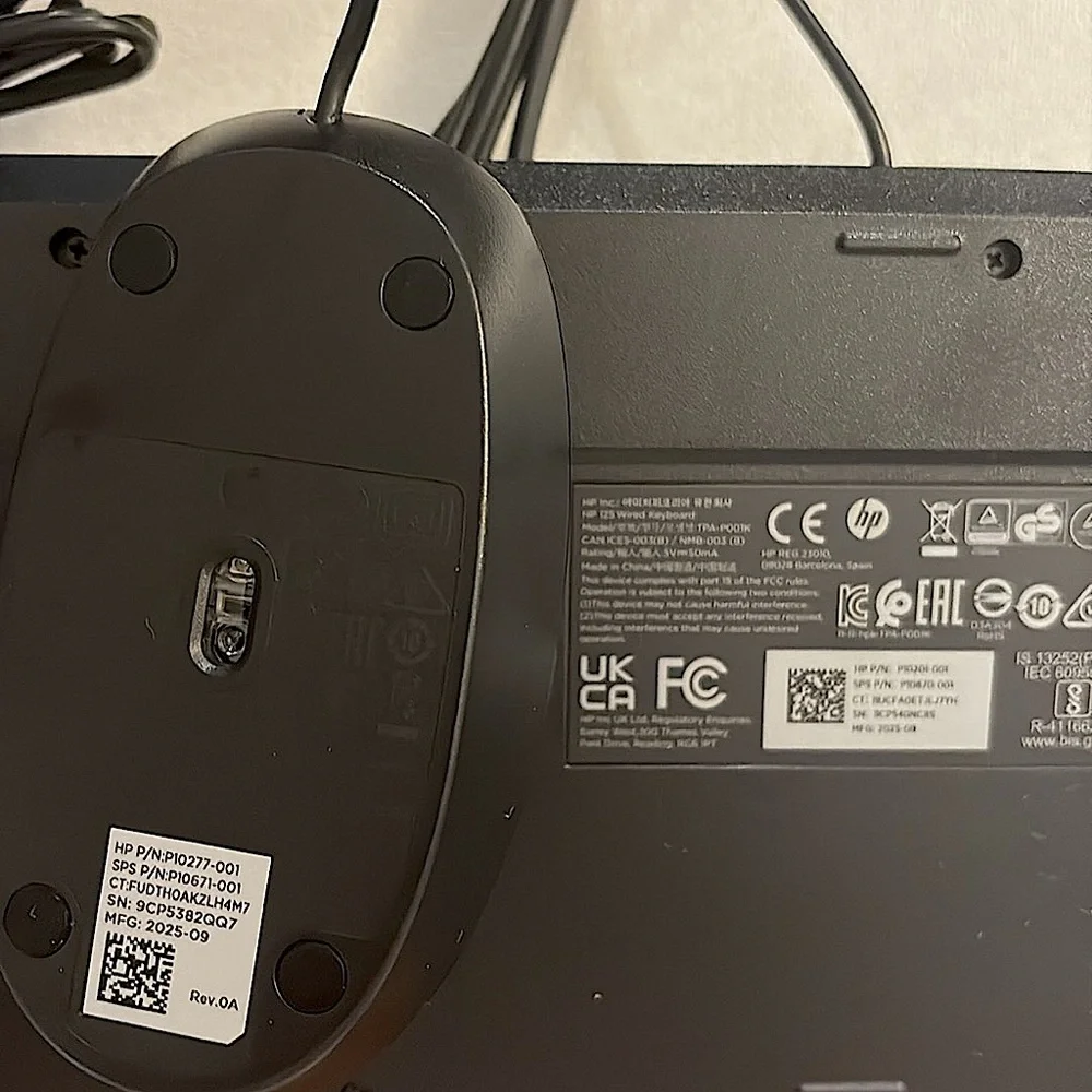 HP Black Wired Keyboard and Mouse Set